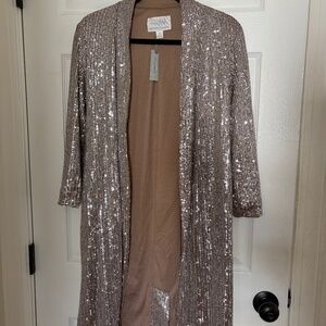 NWT Anthropologie sequin duster jacket cardigan holidays sparkle xs petite